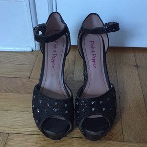 Sparkly black studded heels